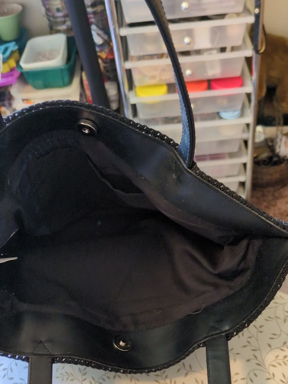 Black Giraffe Embroidered Handbag
